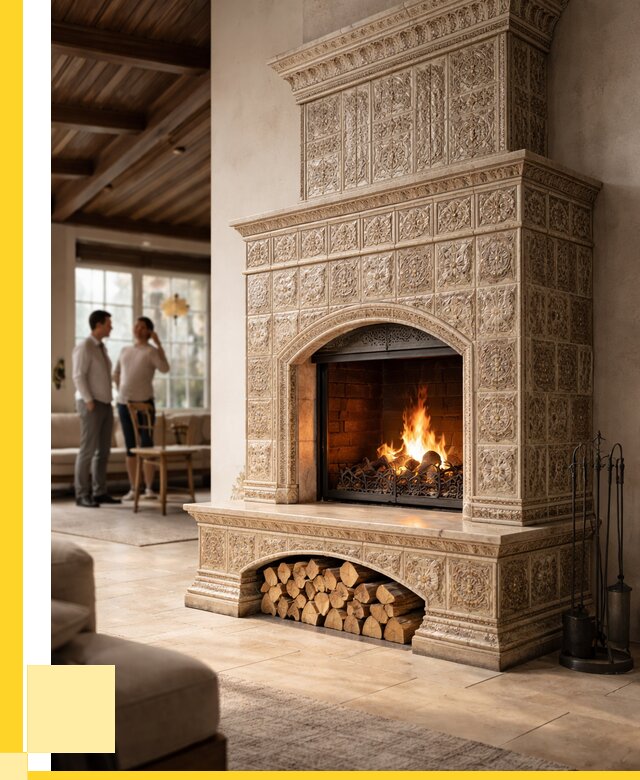 Купить изразцовый камин в Алексине от 274700 р. | ЭриданЛкс