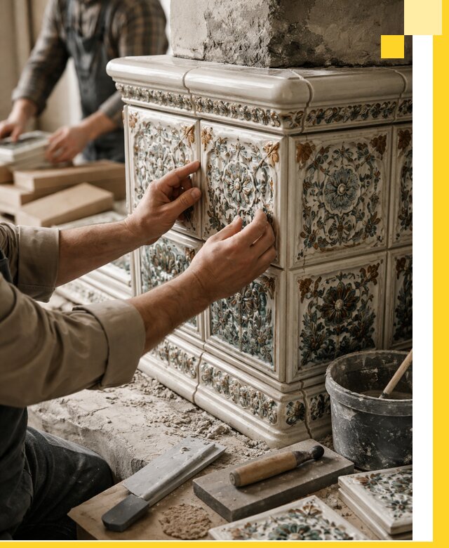 Изразцовые камины под ключ в Алексине: проект и монтаж