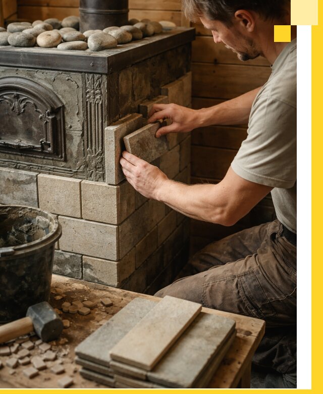 Облицовка банных печей в Алексине профессиональная отделка