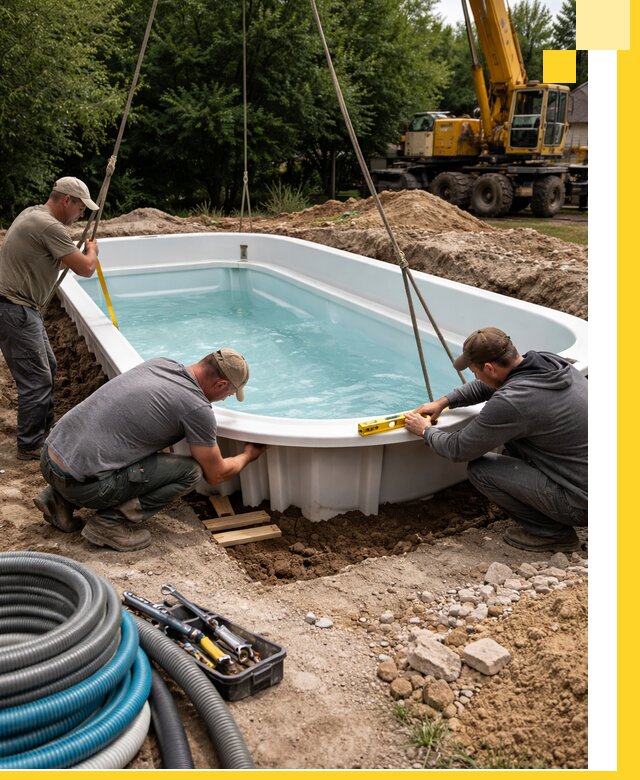 Установка и монтаж композитных бассейнов под ключ в Алексине