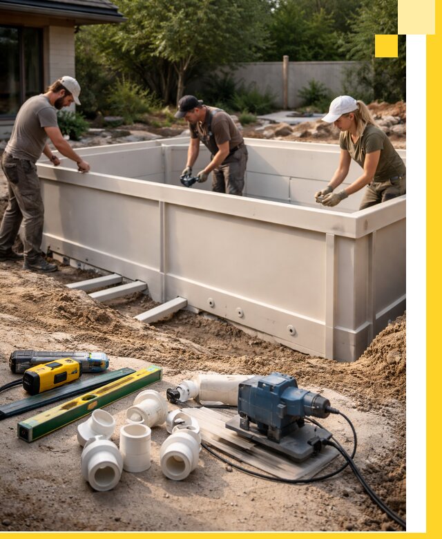 Установка полипропиленовых бассейнов под ключ в Алексине