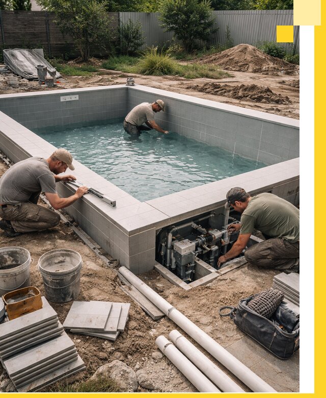 Строительство и монтаж бассейнов для дачи под ключ в Алексине