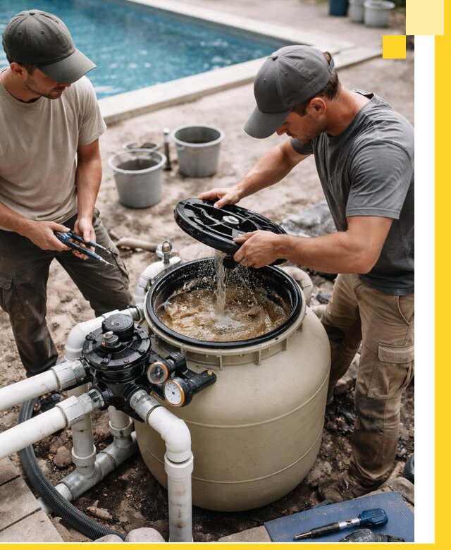 Установка и обслуживание песочных фильтров для бассейнов в Алексине