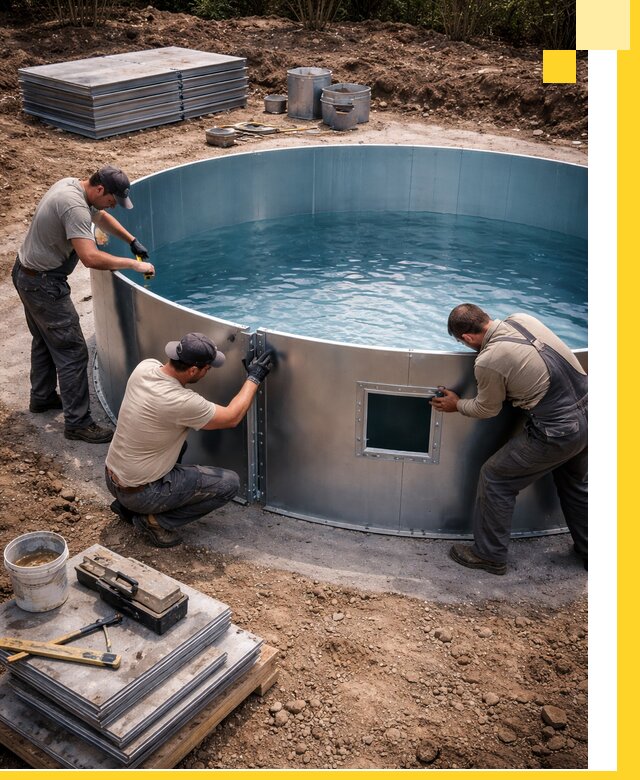 Круглые бассейны под ключ в Алексине проектирование и монтаж