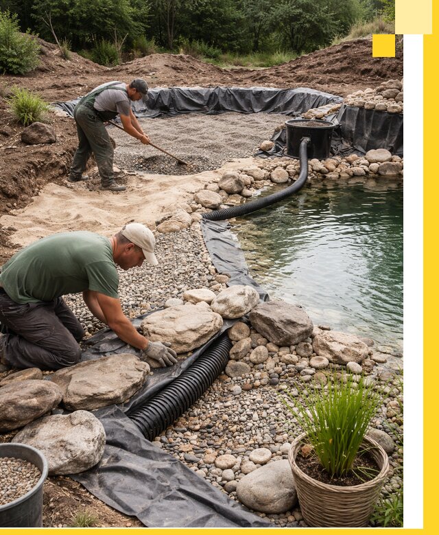 Строительство природных бассейнов и озер в Алексине под ключ