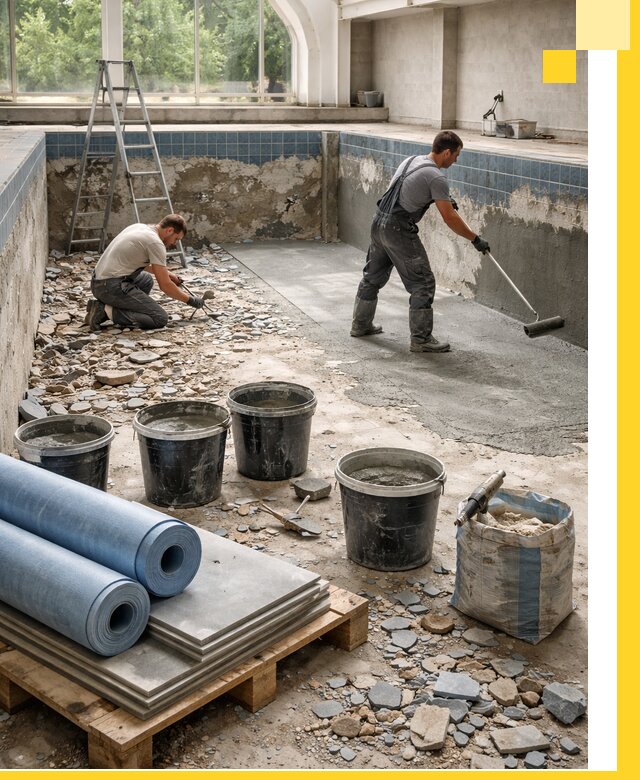 Реконструкция бассейнов в Алексине: ремонт, гидроизоляция