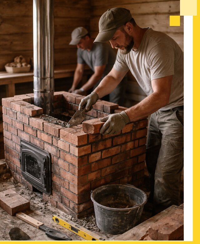 Кирпичные печи для бани под ключ в Алексине, проект и монтаж