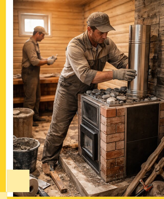 Монтаж печи в бане под ключ в Алексине от 21976 р. | ЭриданЛкс