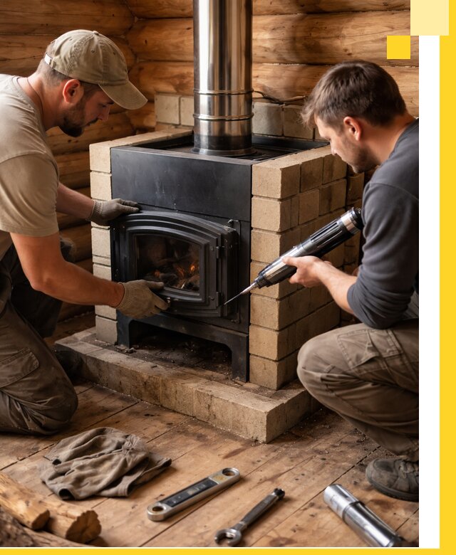 Монтаж и установка печи в бане под ключ с гарантией в Алексине