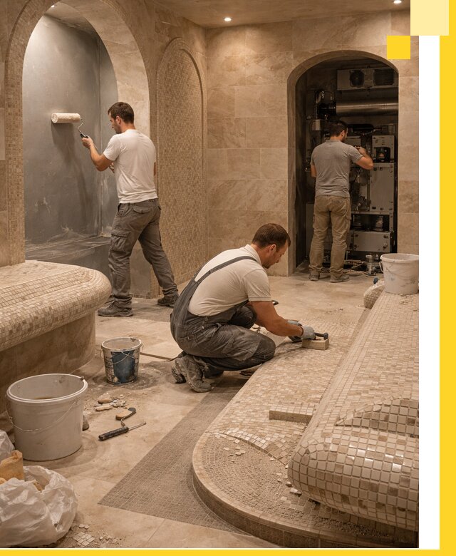 Строительство бани с хамамом и бассейном под ключ в Алексине