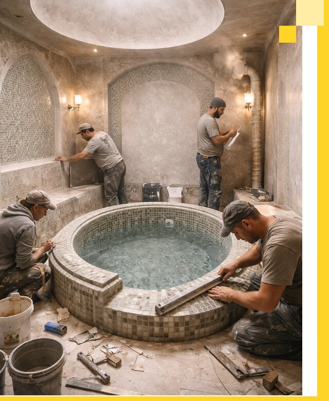Профессиональное строительство хамама с бассейном в Алексине под ключ
